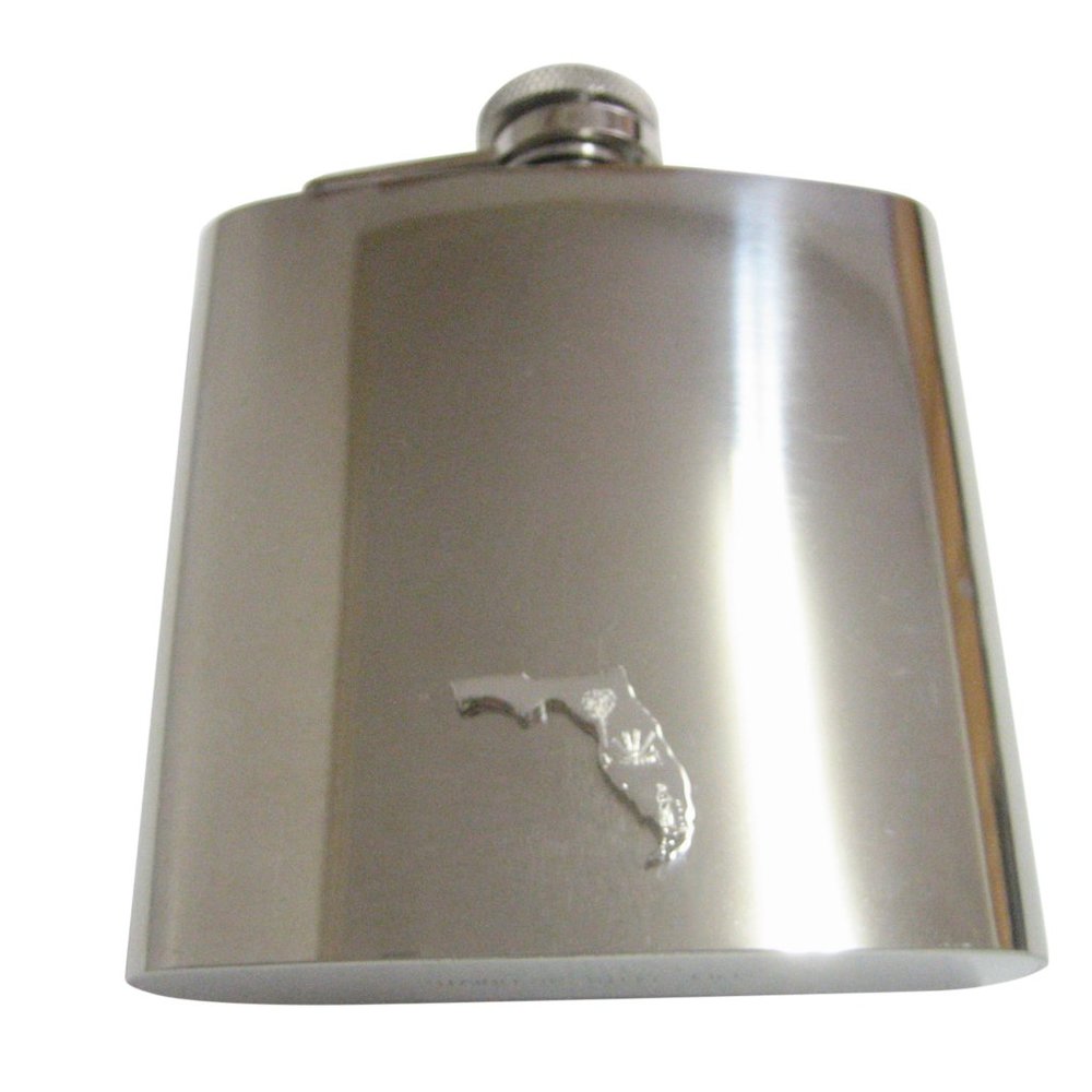 Florida State Map Shape And Flag Design 6oz Flask - image 1